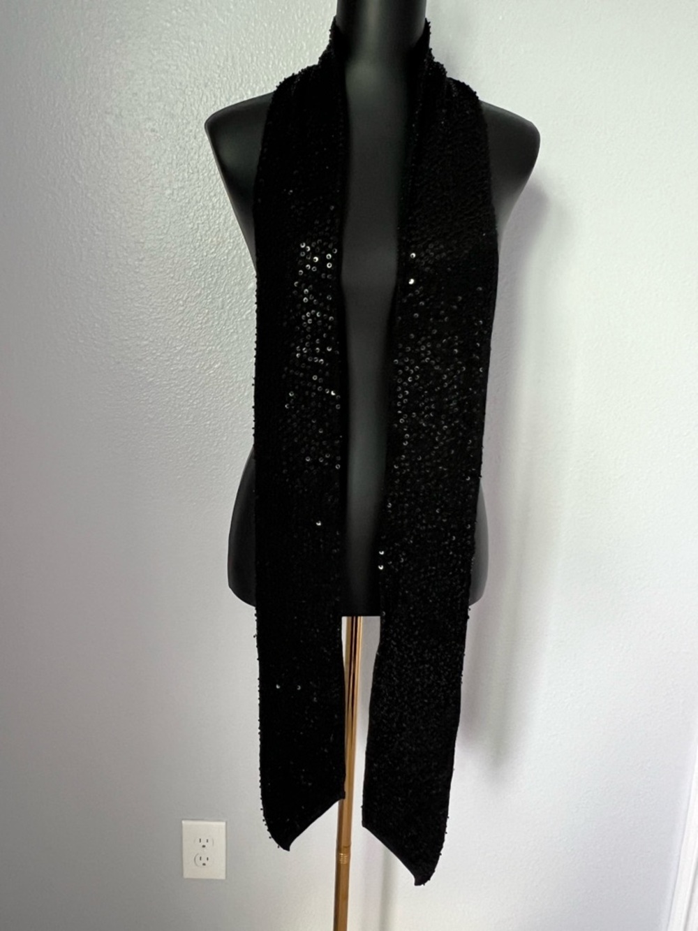 J. Crew Black Sequin Knit Scarf